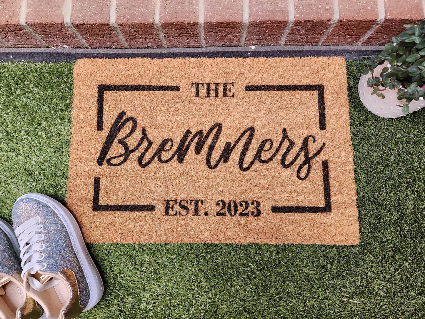 NAME PERSONALISED DOOR MAT WITH EST DATE