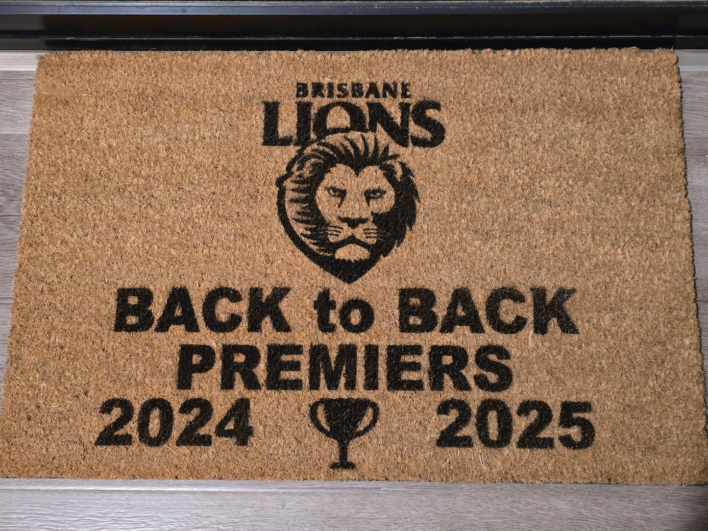 BRISBANE LIONS BACK TO BACK PREMIERS 2024 2025 CUSTOM DOOR MAT