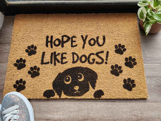 HOPE YOU LIKE DOGS FUN CUSTOM DOOR MAT