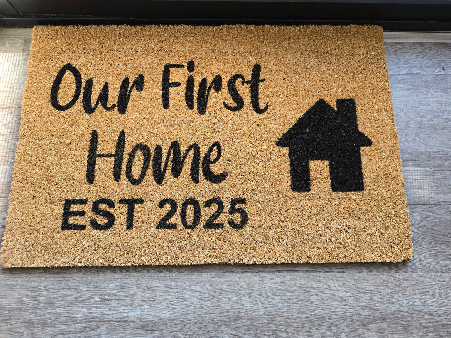 OUR FIRST HOME PERSONALISED DOOR MAT WITH EST DATE