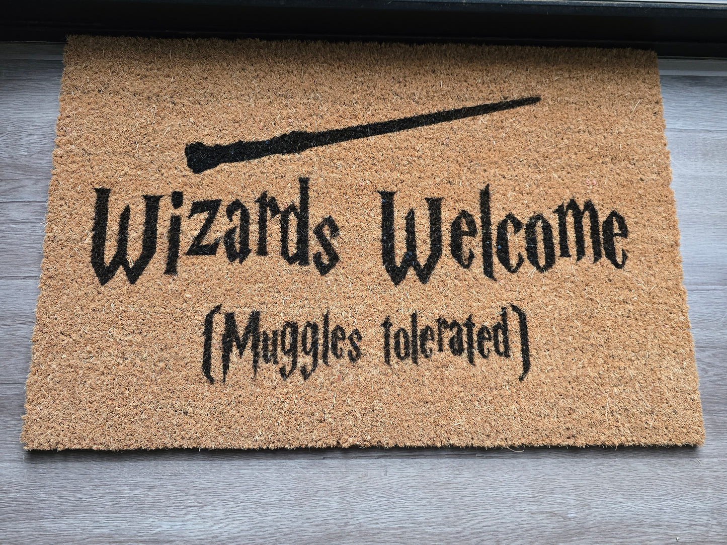 WIZARDS WELCOME MUGGLES TOLERATED CUSTOM DOORMAT
