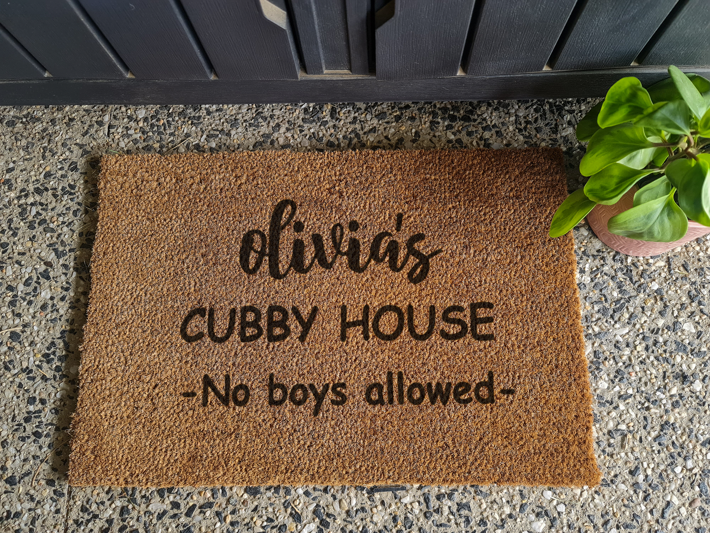 CUBBY HOUSE KIDS NO BOYS ALLOWED PERSONALISED DOOR MAT
