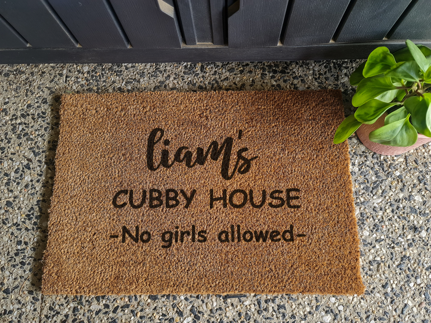 CUBBY HOUSE KIDS NO GIRLS ALLOWED PERSONALISED DOOR MAT