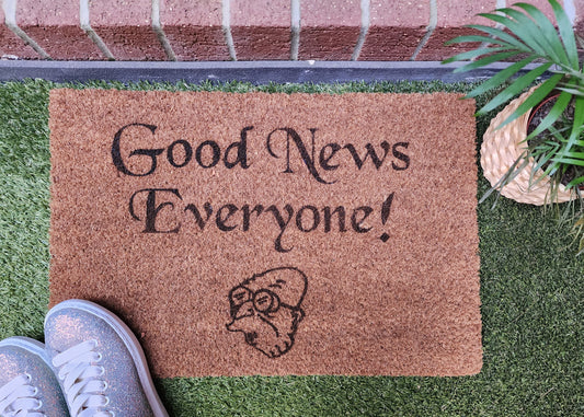 GOOD NEWS EVERYONE CUSTOM DOORMAT