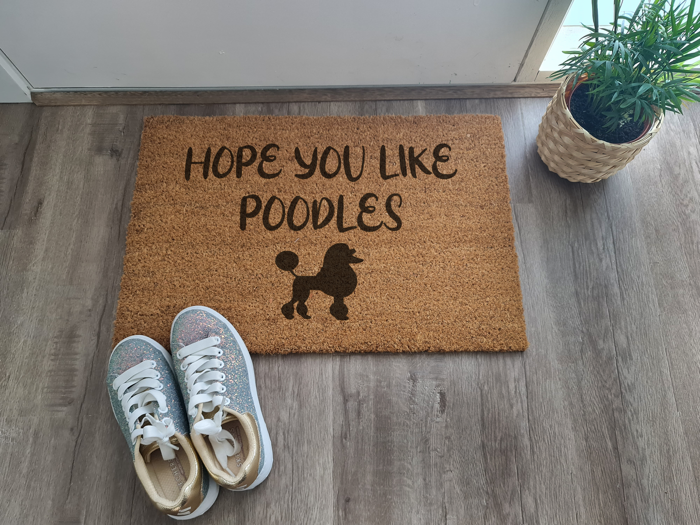 HOPE YOU LIKE POODLES CUSTOM DOOR MAT