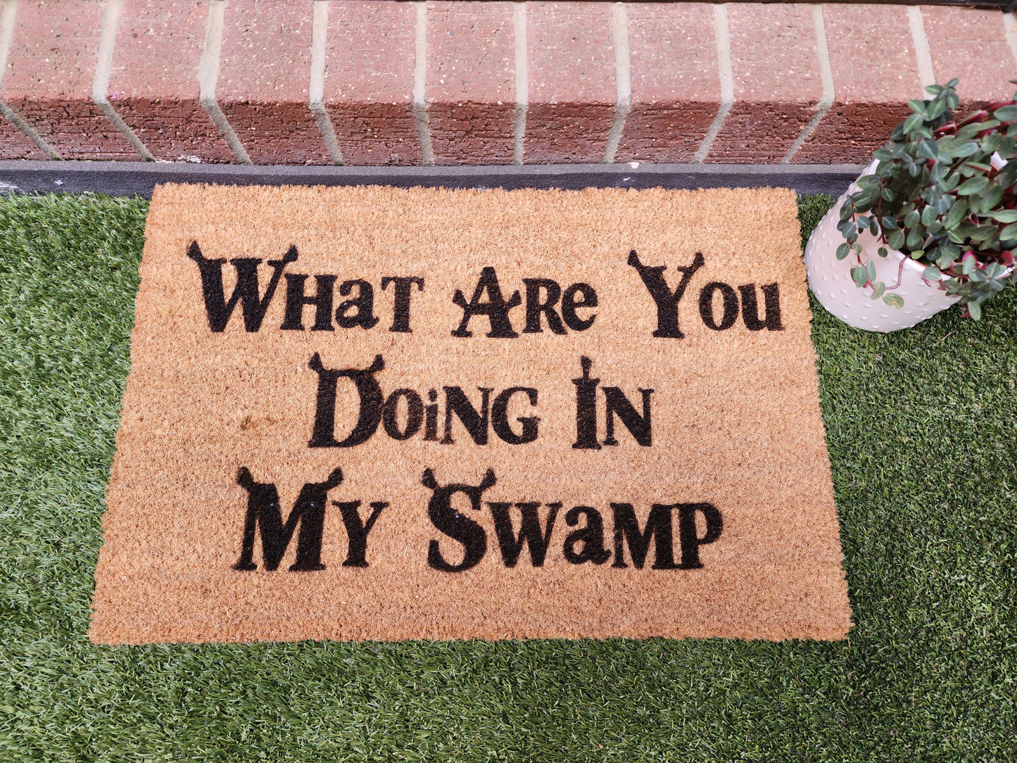 WHAT ARE YOU DOING IN MY SWAMP CUSTOM DOORMAT