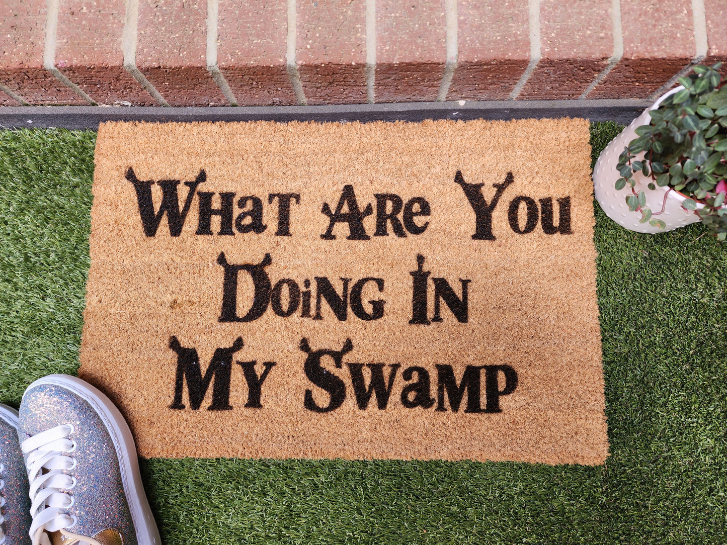 WHAT ARE YOU DOING IN MY SWAMP CUSTOM DOORMAT