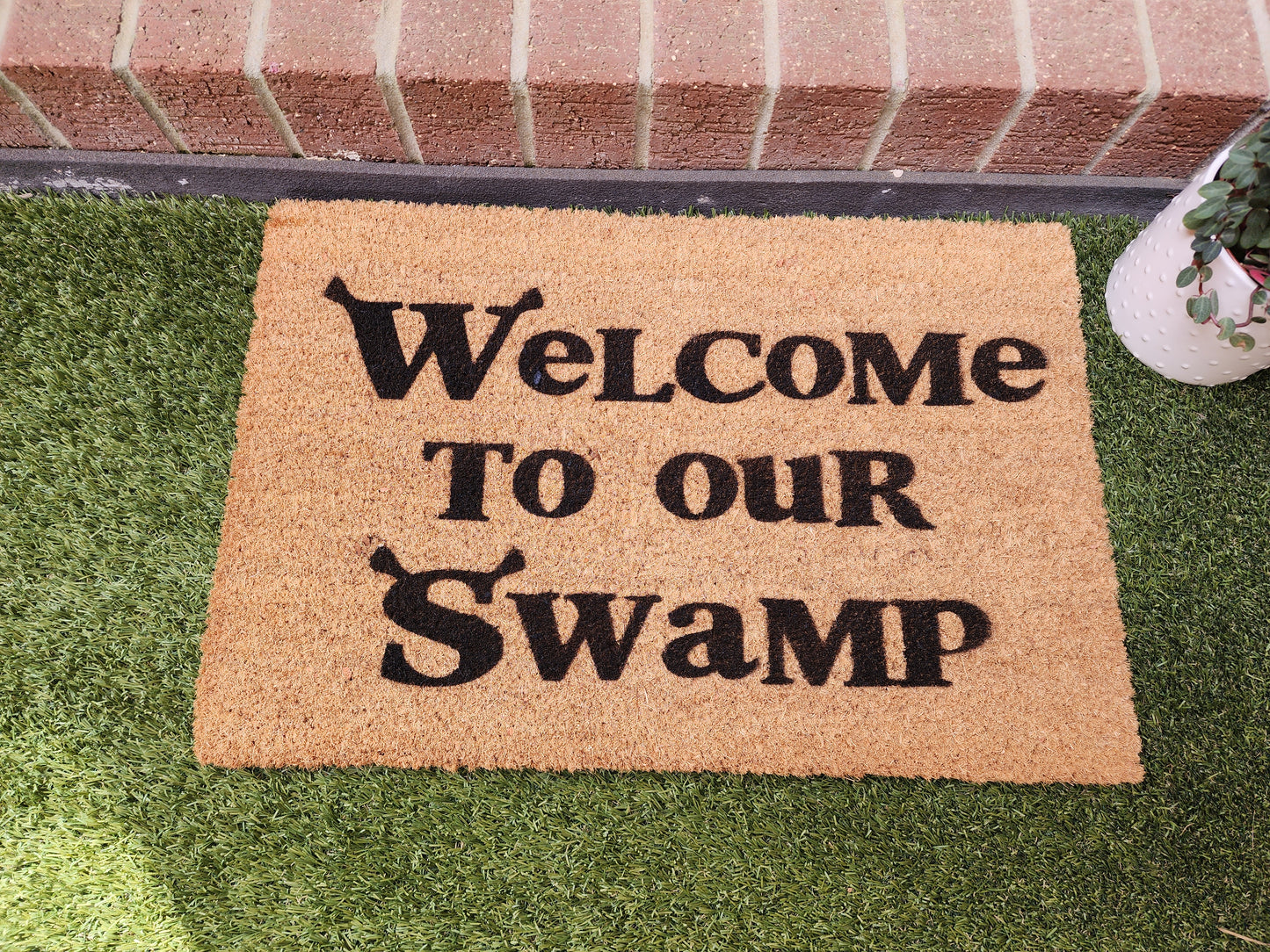 WELCOME TO OUR SWAMP CUSTOM DOORMAT