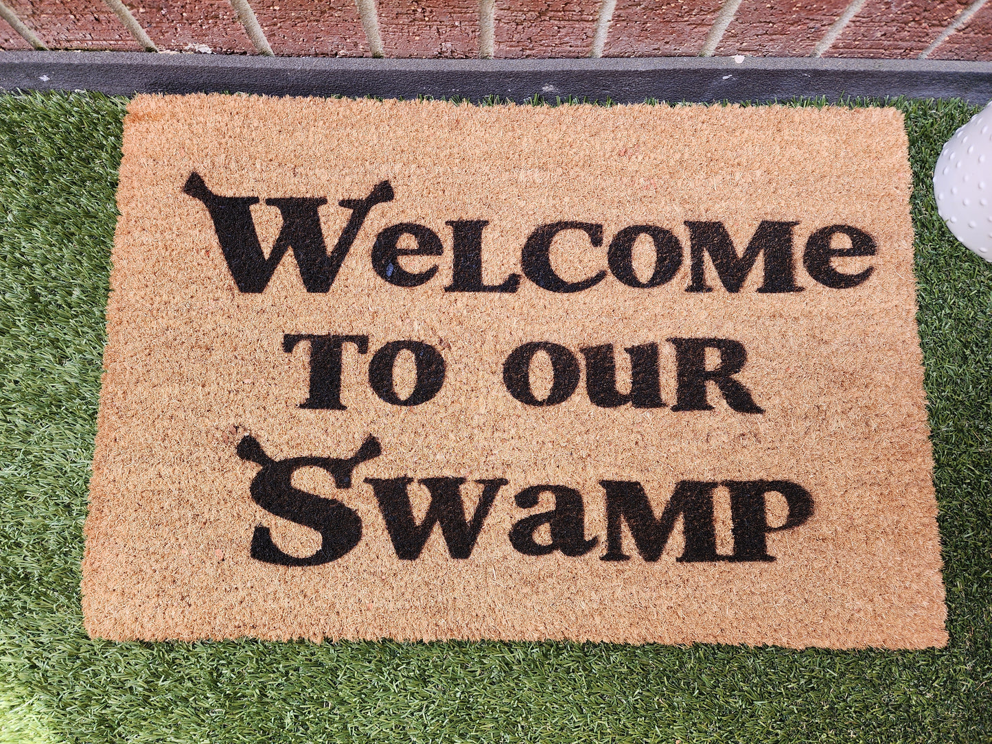 WELCOME TO OUR SWAMP CUSTOM DOORMAT