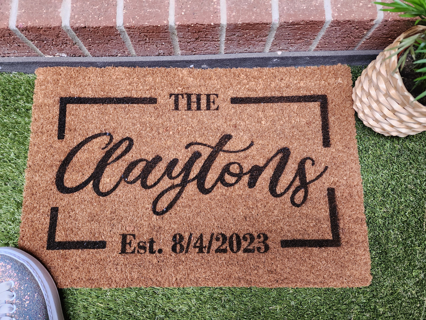 NAME PERSONALISED DOOR MAT WITH EST DATE