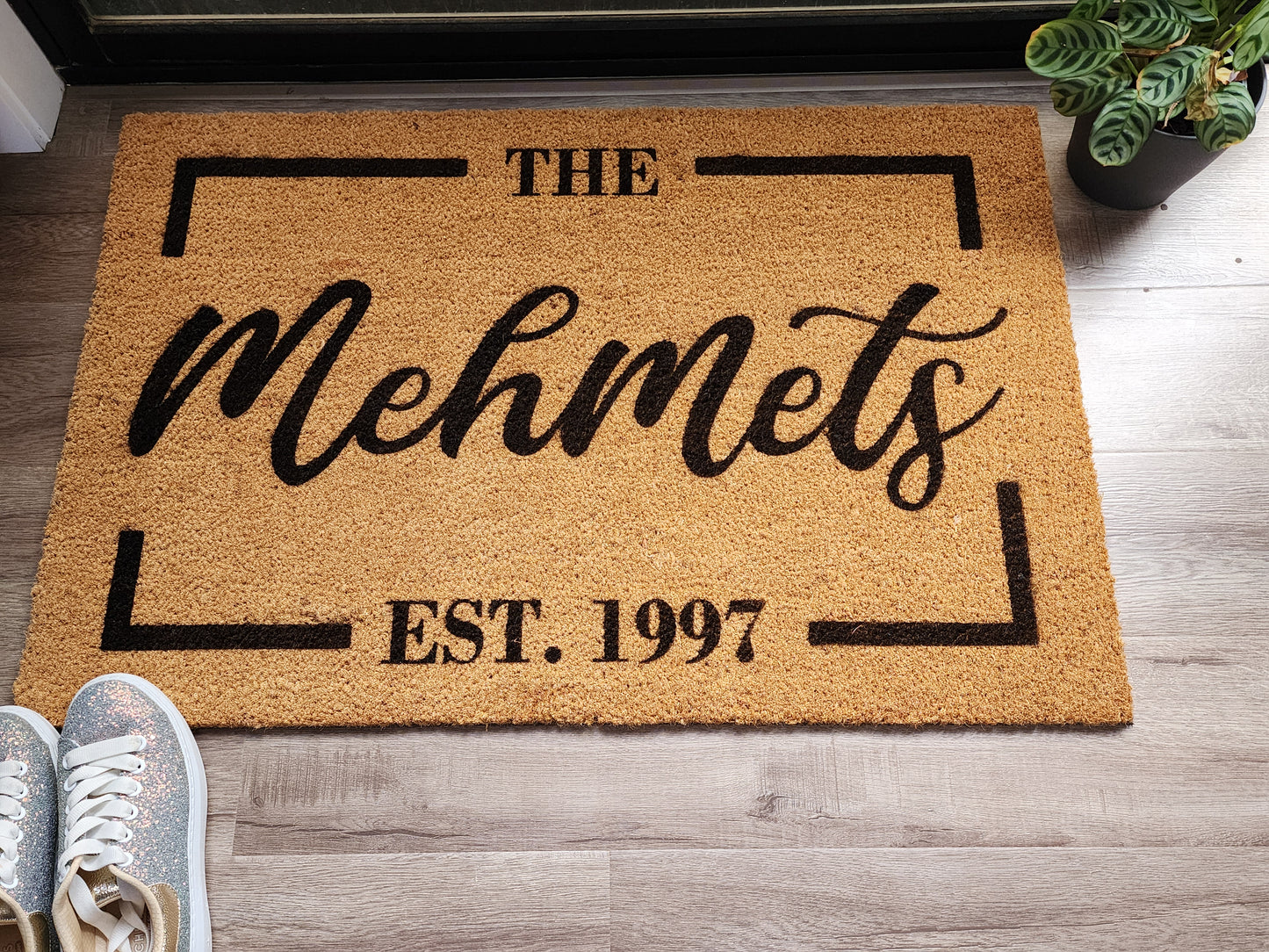 NAME PERSONALISED DOOR MAT WITH EST DATE