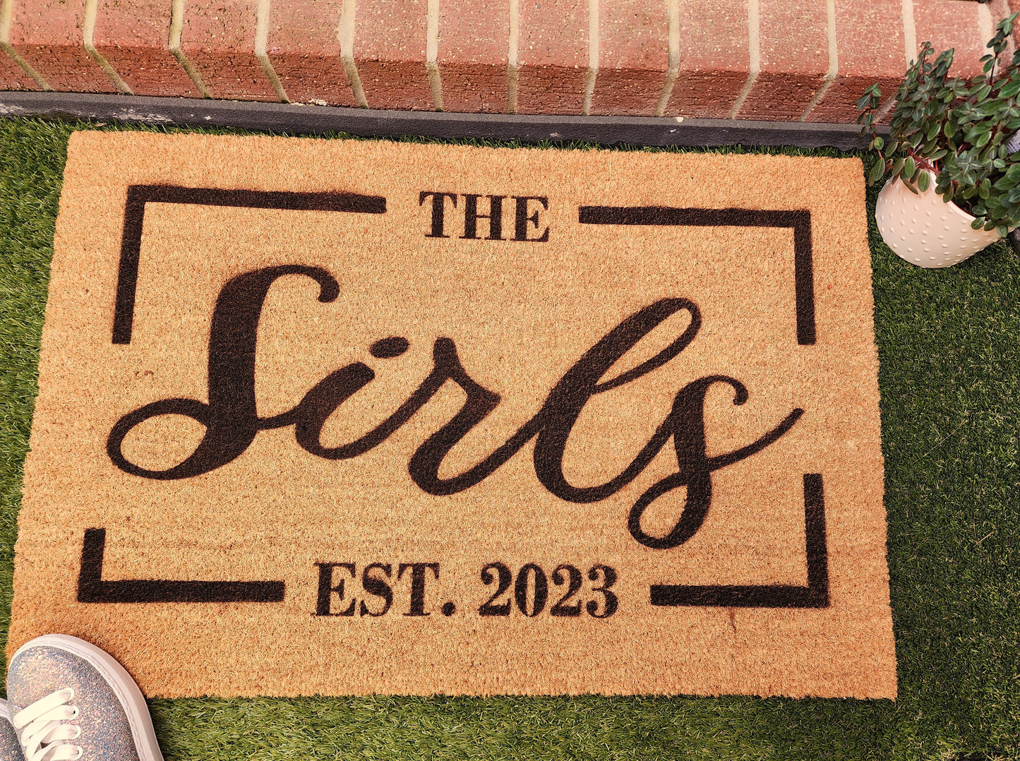 NAME PERSONALISED DOOR MAT WITH EST DATE