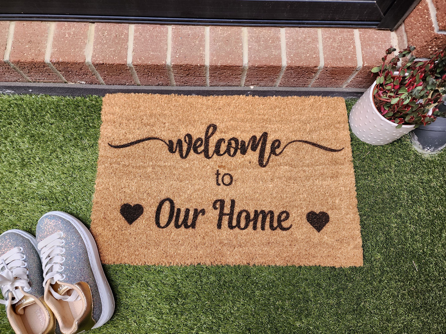 WELCOME TO OUR HOME CUSTOM DOORMAT