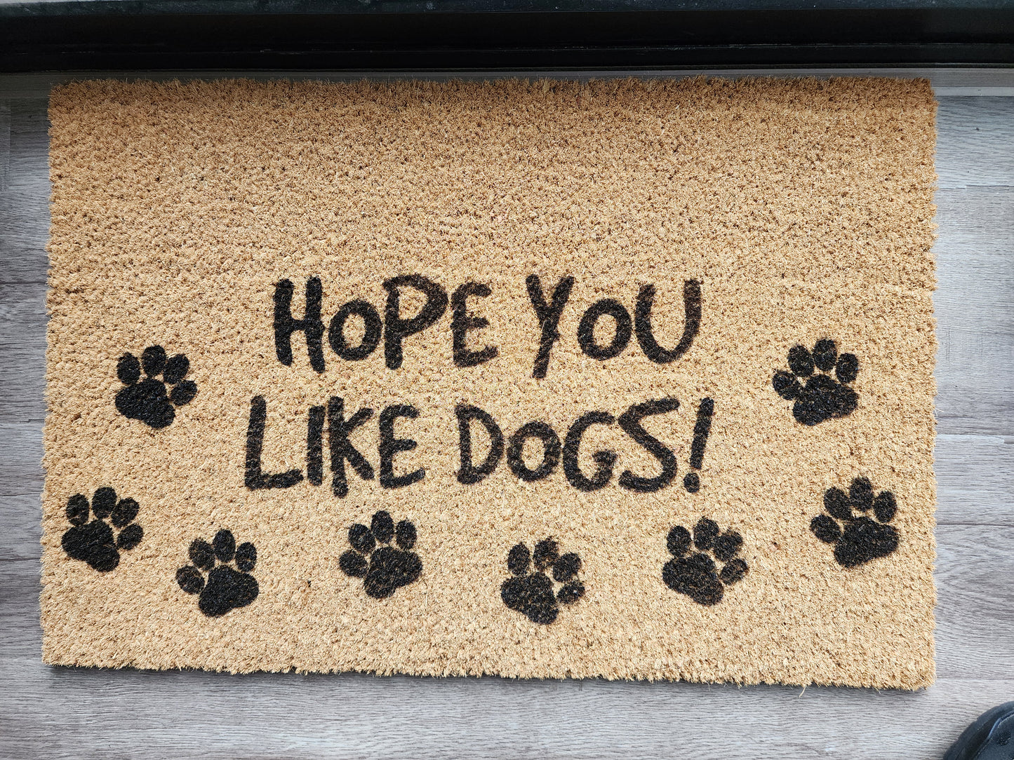 HOPE YOU LIKE DOGS PAW PRINTS FUN CUSTOM DOOR MAT