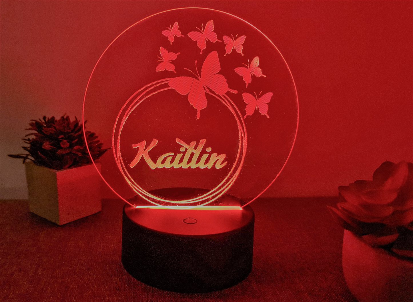PERSONALISED BUTTERFLIES NIGHT LIGHT 8 COLOURS LED LAMP
