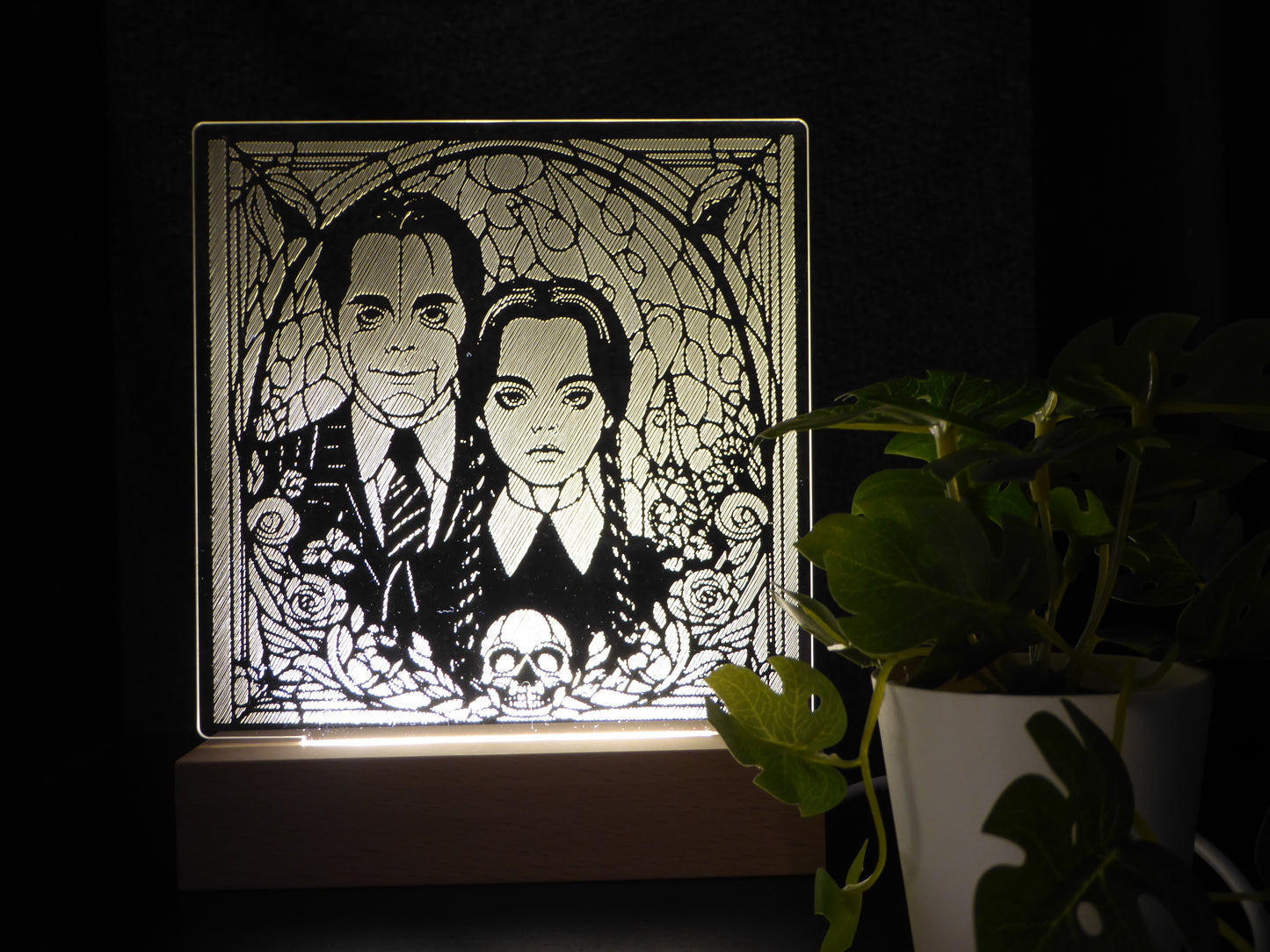 WEDNESDAY ADDAMS INSPIRED NIGHT LIGHT WARM WHITE LED LAMP