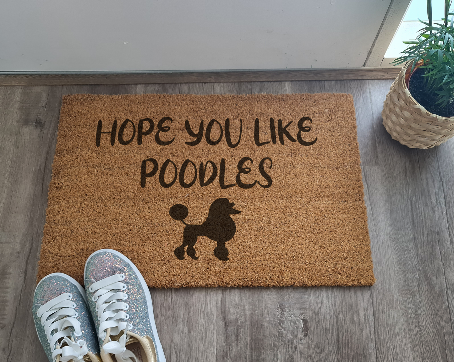 HOPE YOU LIKE POODLES CUSTOM DOOR MAT