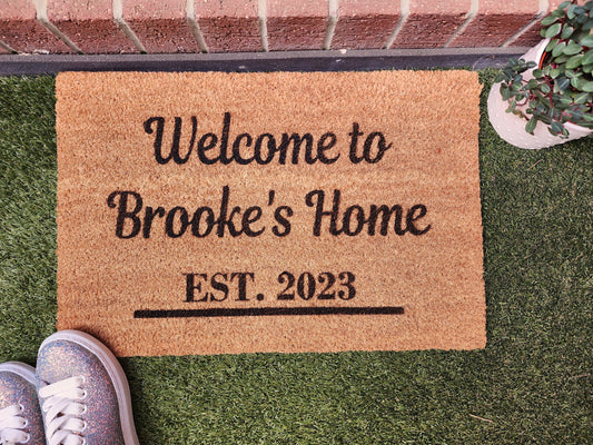 WELCOME PERSONALISED DOOR MAT NAME WITH EST DATE