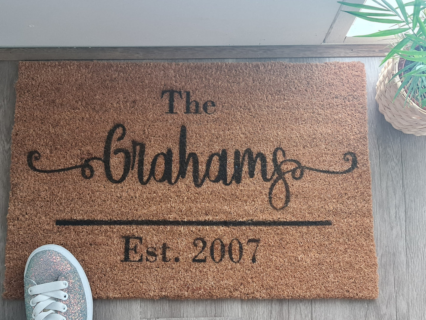 NAME PERSONALISED DOOR MAT WITH EST DATE