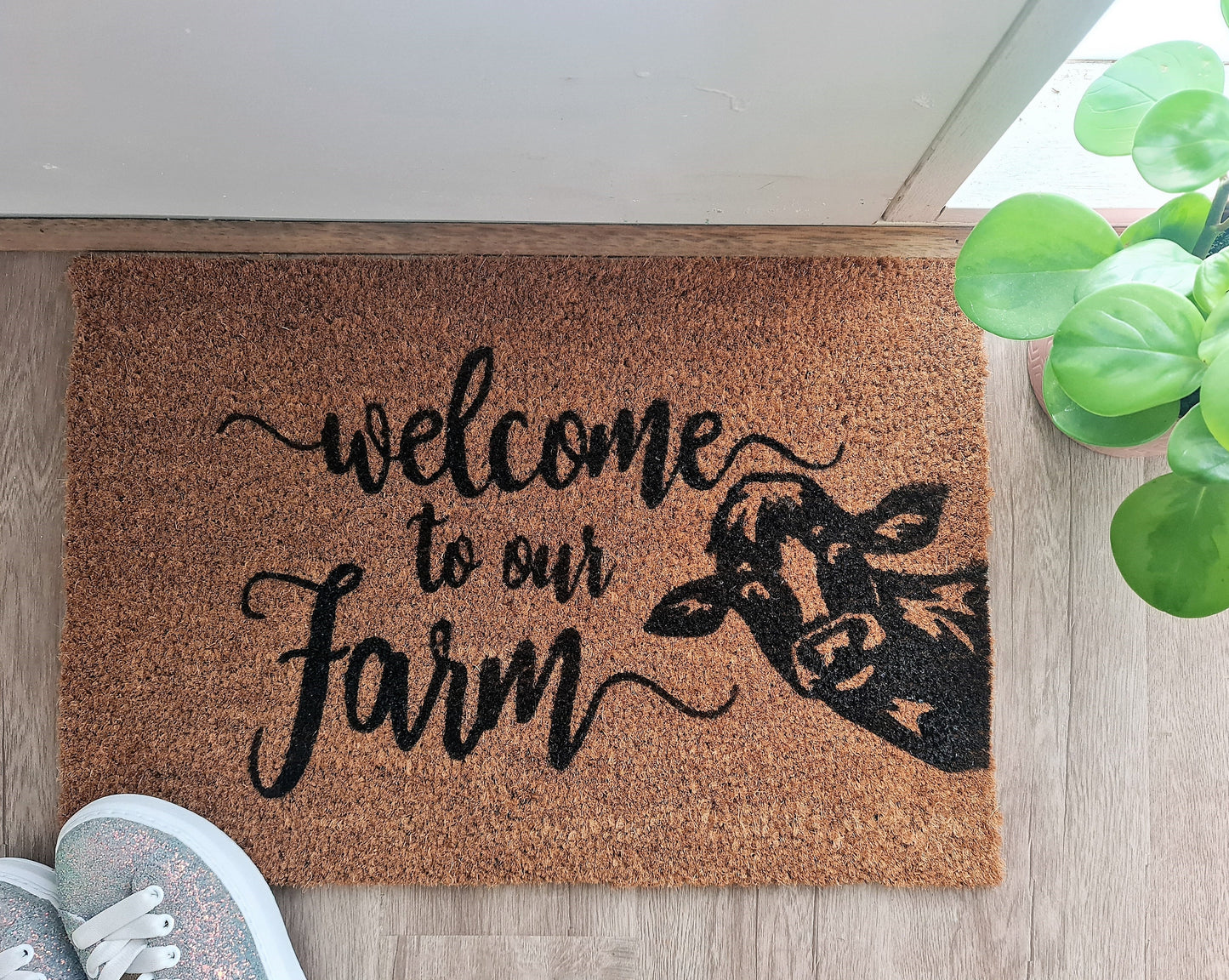WELCOME TO OUR FARM FUN CUSTOM DOORMAT
