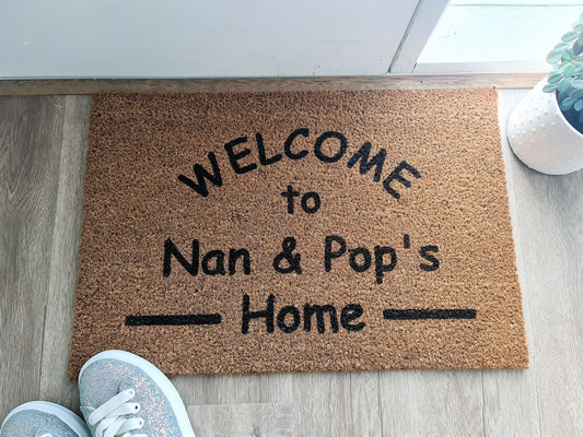 WELCOME TO GRANDPARENTS HOME PERSONALISED DOOR MAT