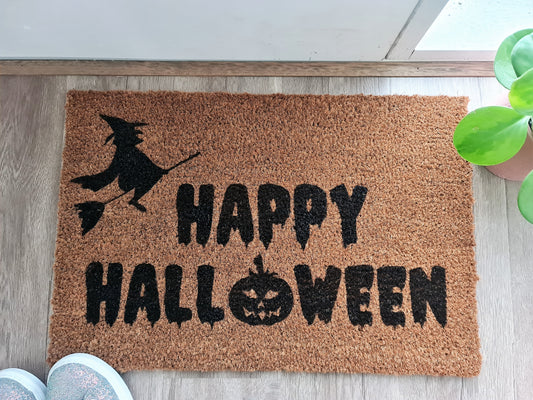 HAPPY HALLOWEEN WITCH CUSTOM DOOR MAT