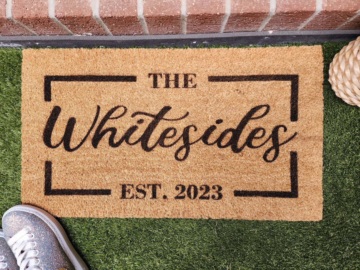 NAME PERSONALISED DOOR MAT WITH EST DATE