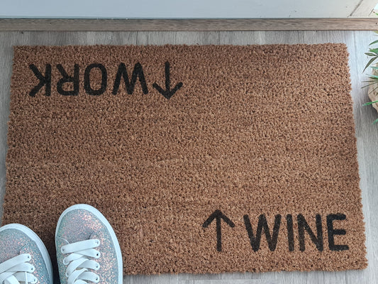 WORK WINE FUN CUSTOM DOOR MAT