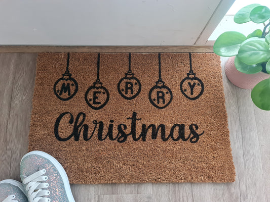 MERRY CHRISTMAS BAUBLE CUSTOM DOOR MAT