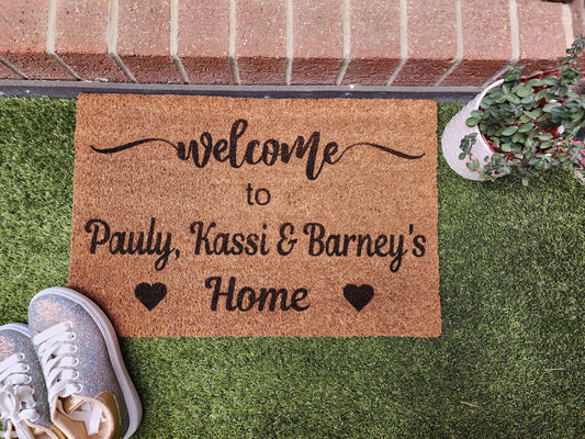 WELCOME TO NAME/NAMES HOME PERSONALISED DOOR MAT