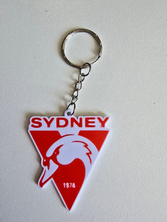 Sydney Swans Custom Keychain – 3D Printed Bag Tag Keyring