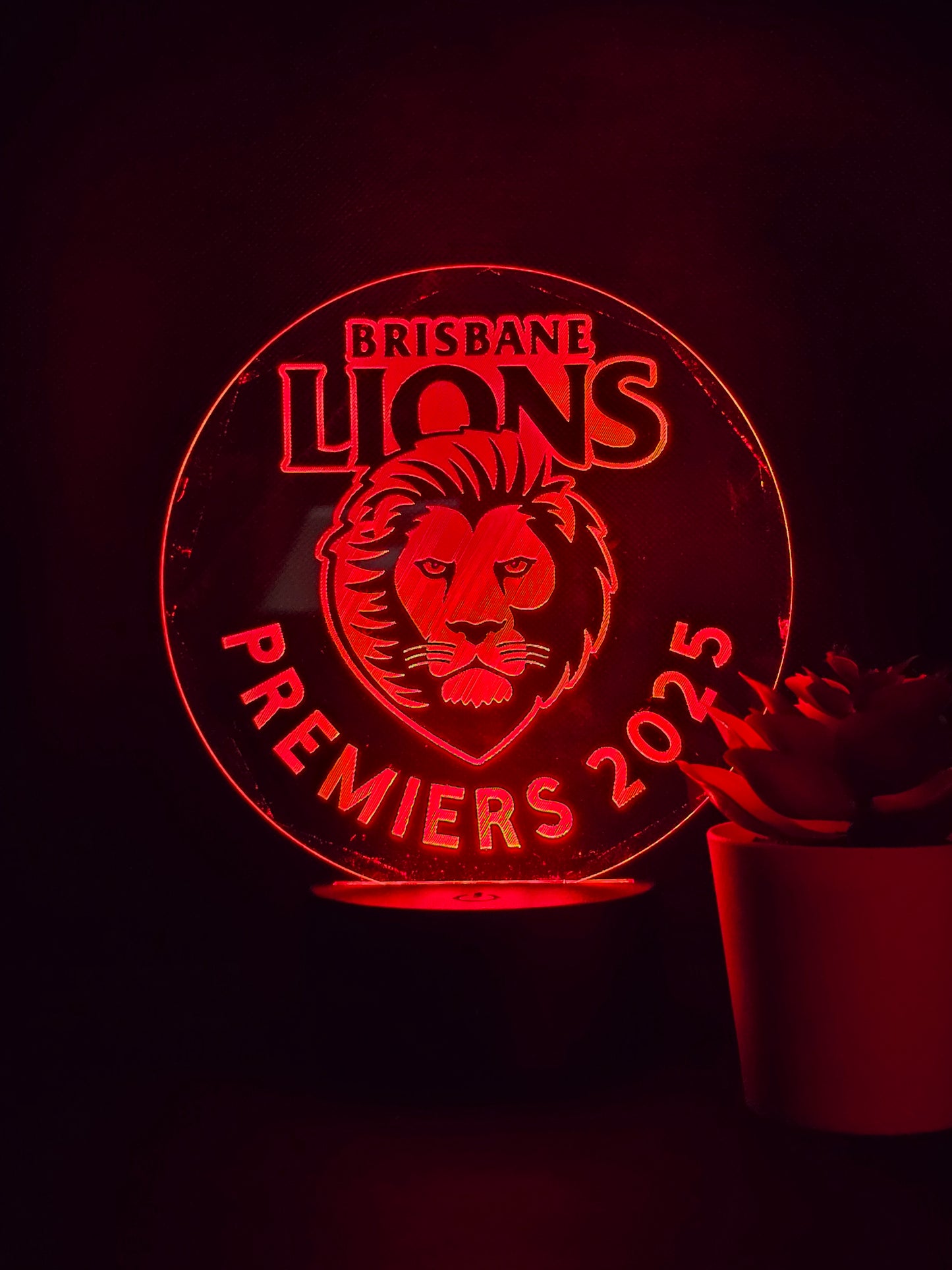 Brisbane Lions Premiers 25 Night Light 8 Colours LED Lamp