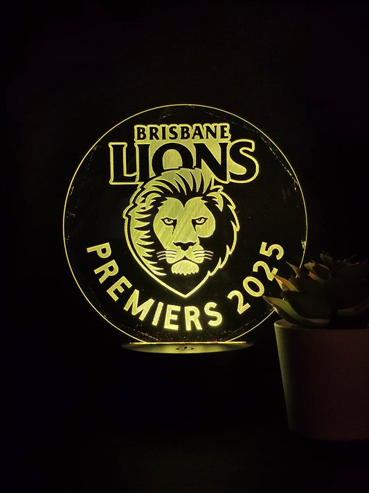 BRISBANE LIONS PREMIERS 25 NIGHT LIGHT 8 COLOURS LED LAMP