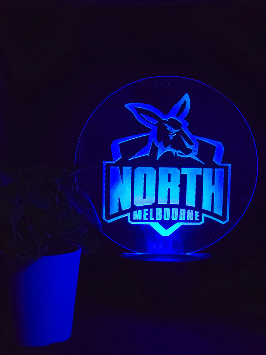 NORTH MELBOURNE KANGAROOS NIGHT LIGHT 8 COLOURS LED LAMP