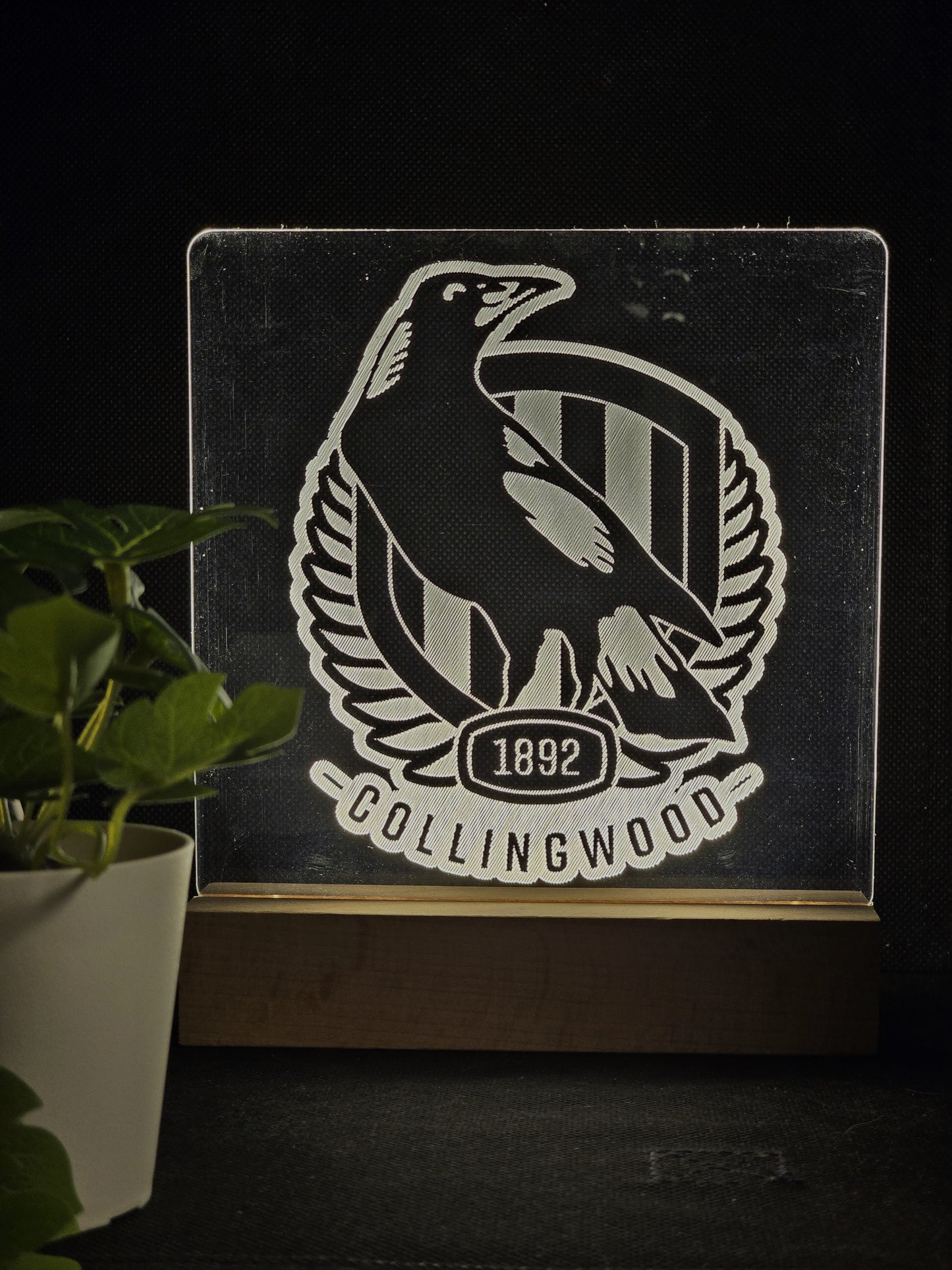 COLLINGWOOD MAGPIES NIGHT LIGHT WARM WHITE LED LAMP