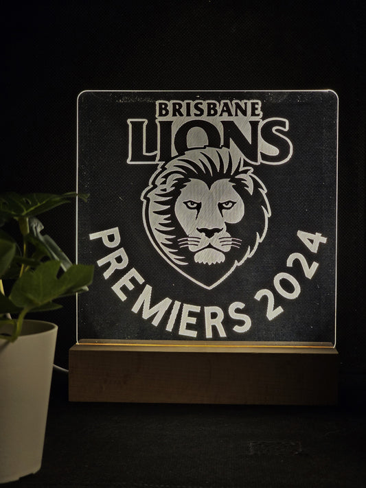 BRISBANE LION PREMIERS 24 NIGHT LIGHT WARM WHITE LED LAMP