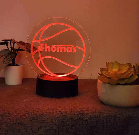 PERSONALISED BASKETBALL NIGHT LIGHT 8 COLOURS LED LAMP