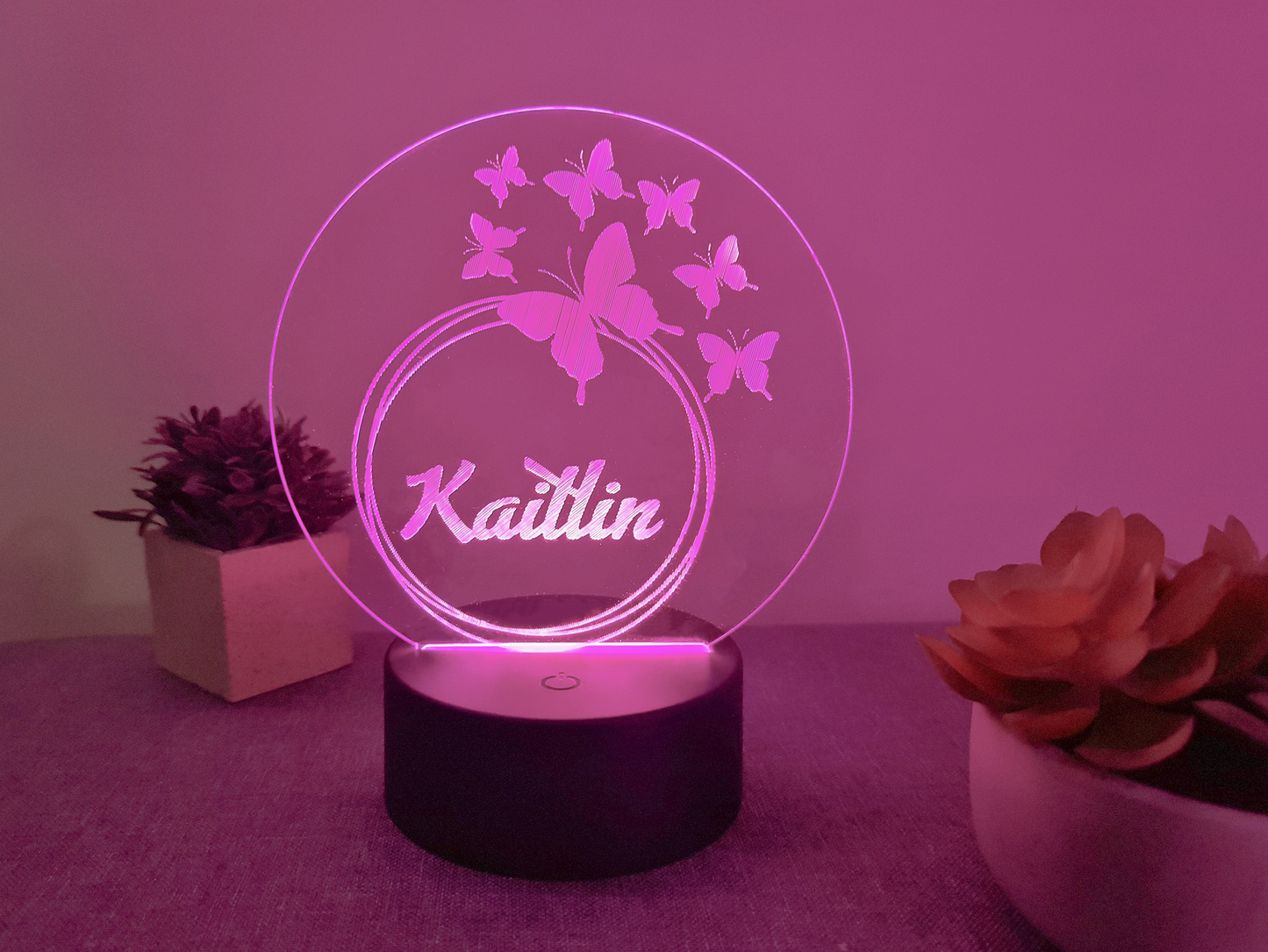 PERSONALISED BUTTERFLIES NIGHT LIGHT 8 COLOURS LED LAMP