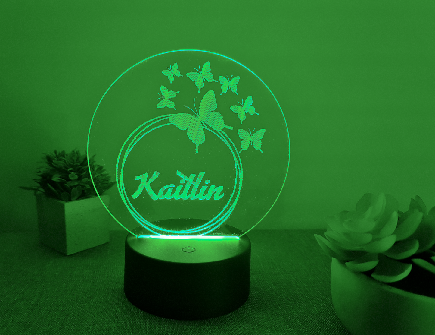 PERSONALISED BUTTERFLIES NIGHT LIGHT 8 COLOURS LED LAMP