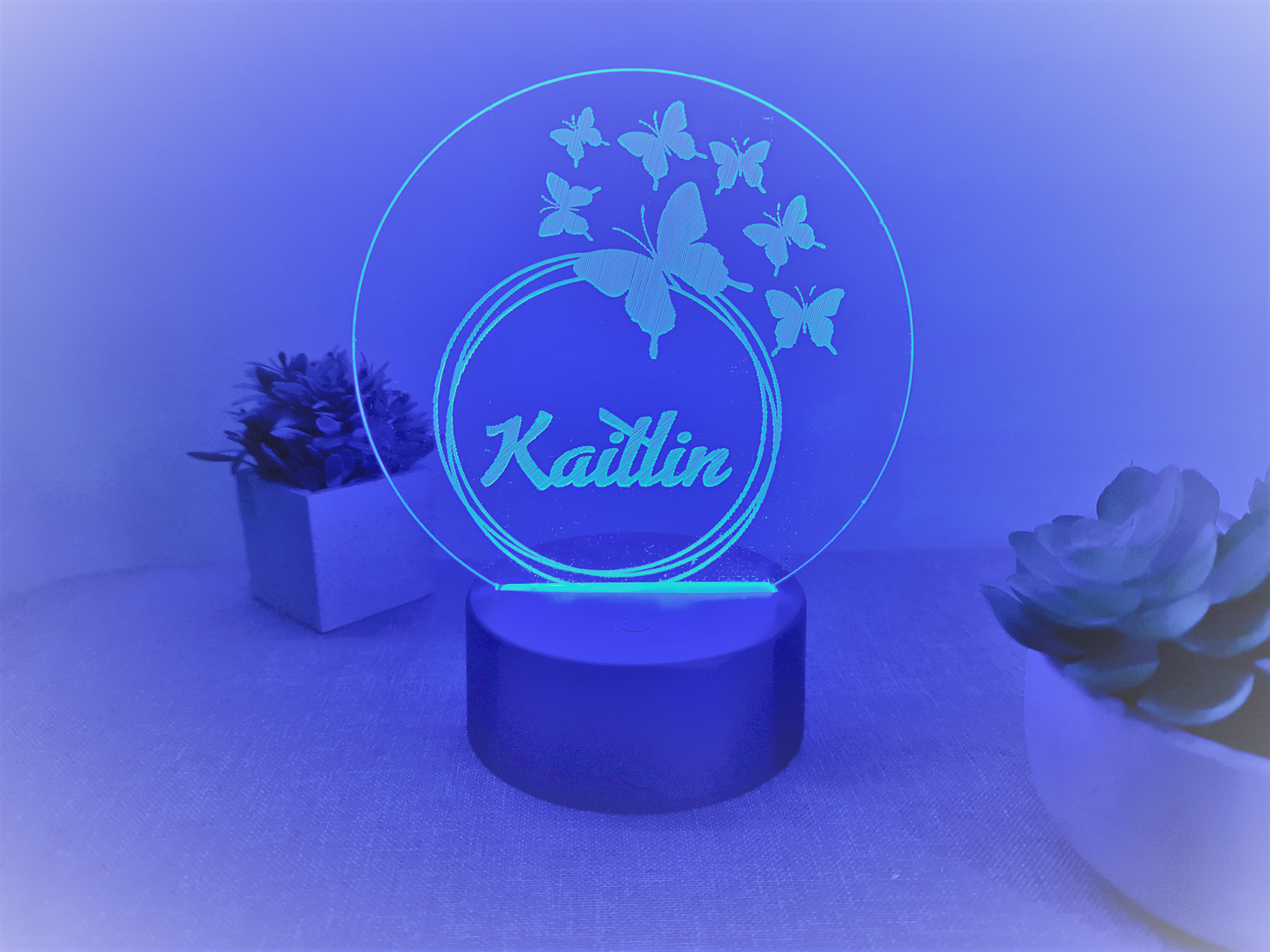 PERSONALISED BUTTERFLIES NIGHT LIGHT 8 COLOURS LED LAMP
