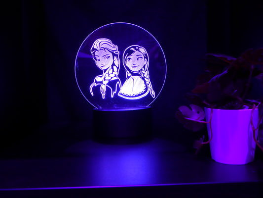 FROZEN ELSA & ANNA NIGHT LIGHT 8 COLOURS LED LAMP