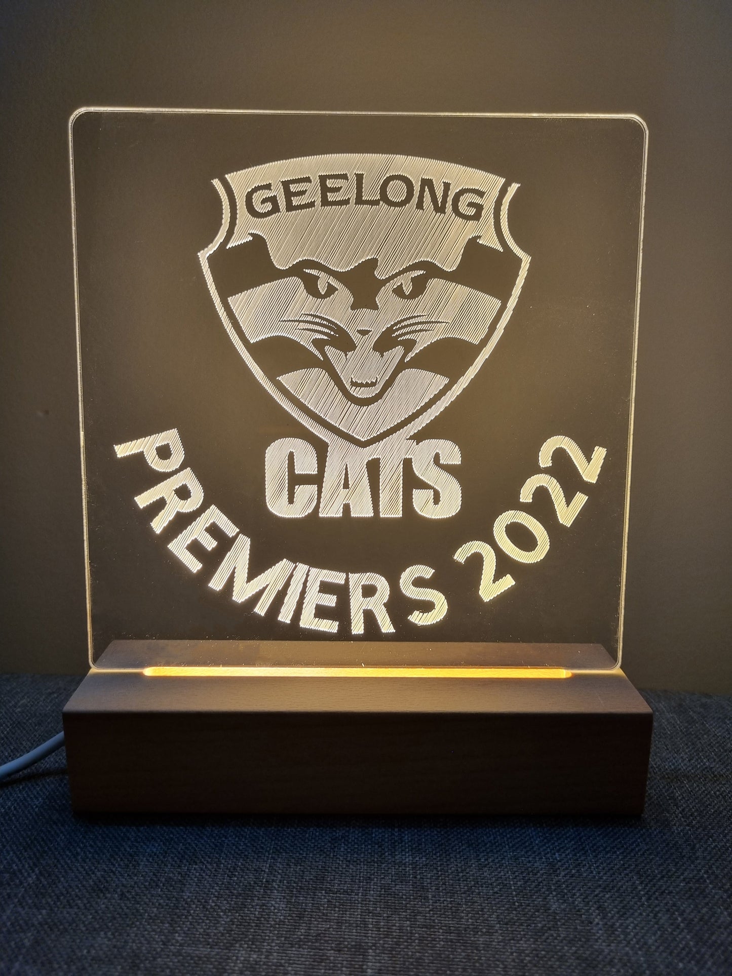 GEELONG CATS PREMIERS 2022 NIGHT LIGHT WARM WHITE LED LAMP