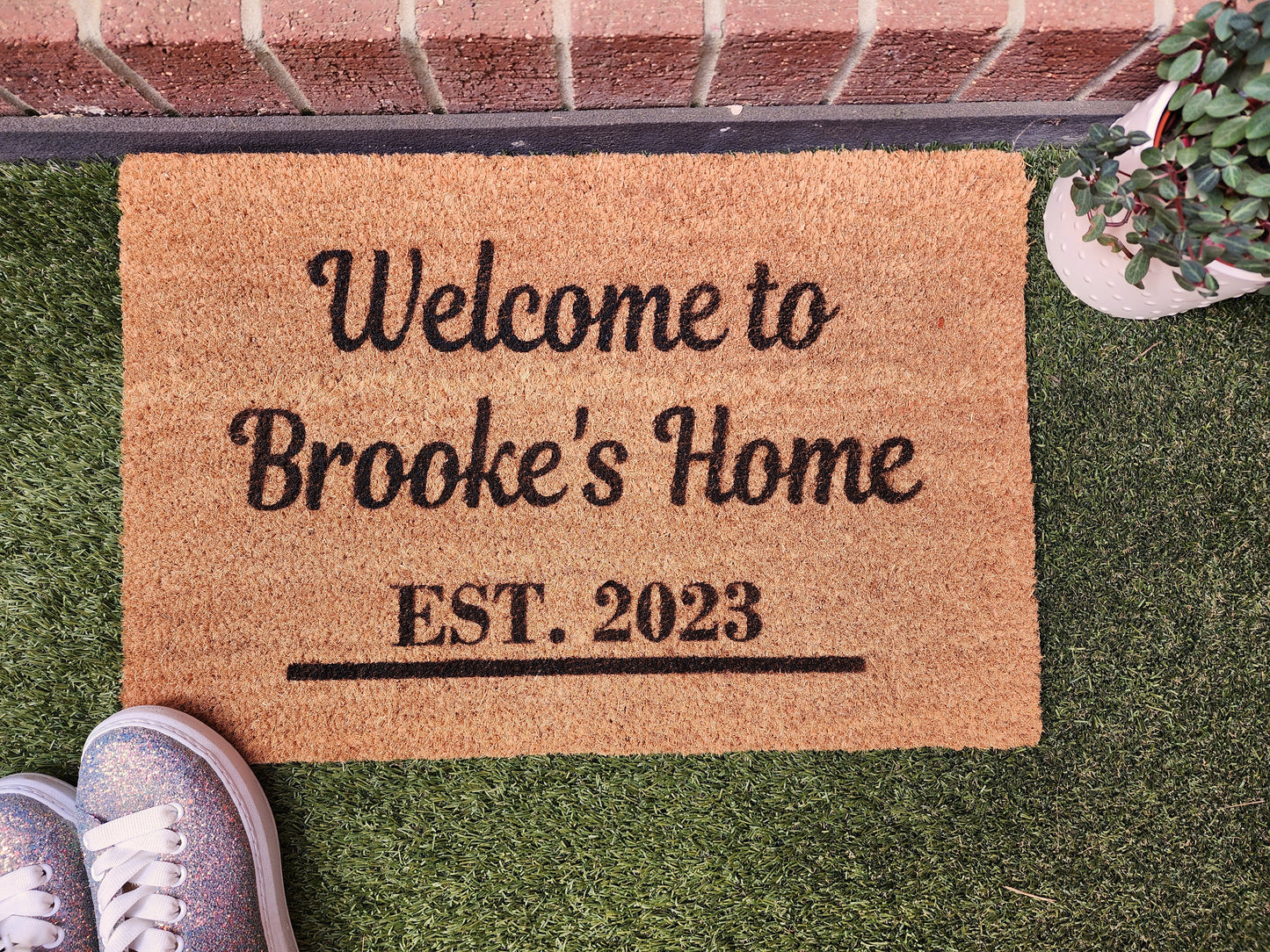 WELCOME PERSONALISED DOOR MAT NAME WITH EST DATE