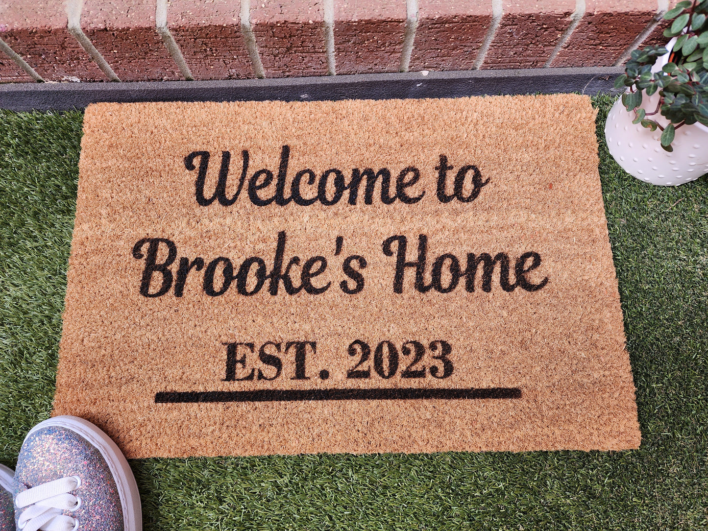 WELCOME PERSONALISED DOOR MAT NAME WITH EST DATE