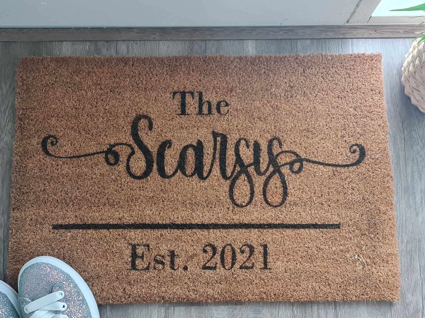 NAME PERSONALISED DOOR MAT WITH EST DATE